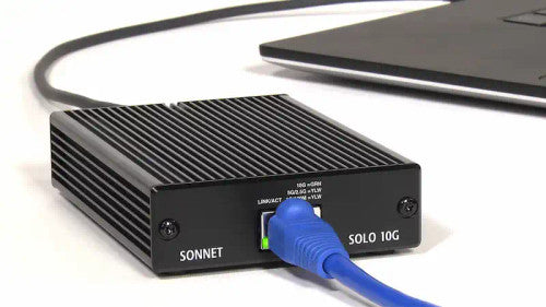Sonnet Solo10G - 10GBASE-T Thunderbolt 3 Adapter with Multi-Gigabit Ethernet Support Sonnet Solo10G - 10GBASE-T Thunderbolt 3 Adapter with Multi-Gigabit Ethernet Support